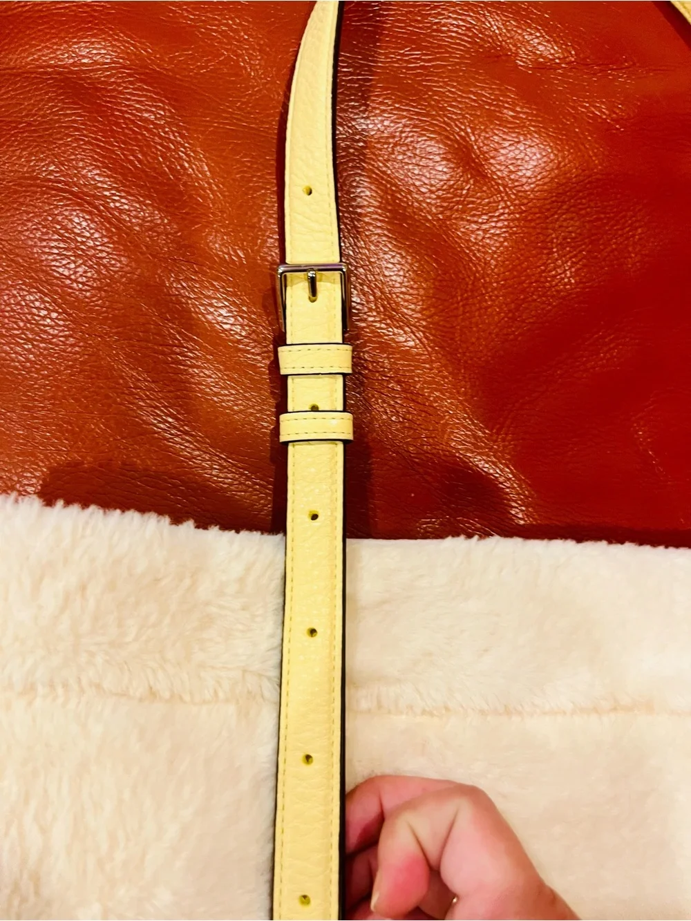 kate spade lemon cream leather saddle shoulder bag